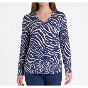 Olsen Women’s Top Size 12 Large Zebra Print Long Sleeve